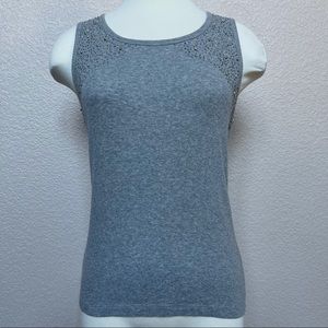 NEW Embellished Grey Ribbed Tank Top, Silver Beads